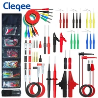 cleqee p1947 46pcs multimeter 4mm banana plug test leads kit with wire piercing probes puncture needle alligator clip 1000v