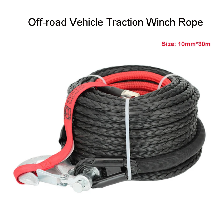 10mm*30m Multicolor Winch Line, Towing Rope, Polymer Synthetic Fiber Rope, Plasma Rope for Off-Road Vehicle Traction