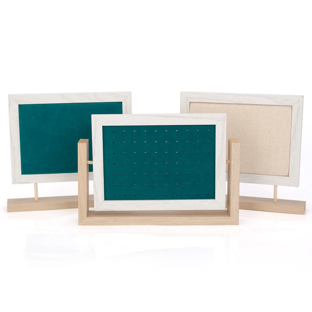 Earrings Display Holder Vintage Jewelry Frame Linen Pad Jewelry Display Organizer with 40 Pcs Pearl Pins