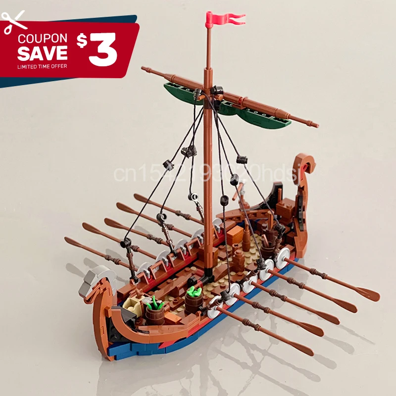 MOC Medieval Military Viking Ship Model Building Blocks Sodiers Figures Boat Bricks Toys MOC-58275 Creative Expert Toys for Boys