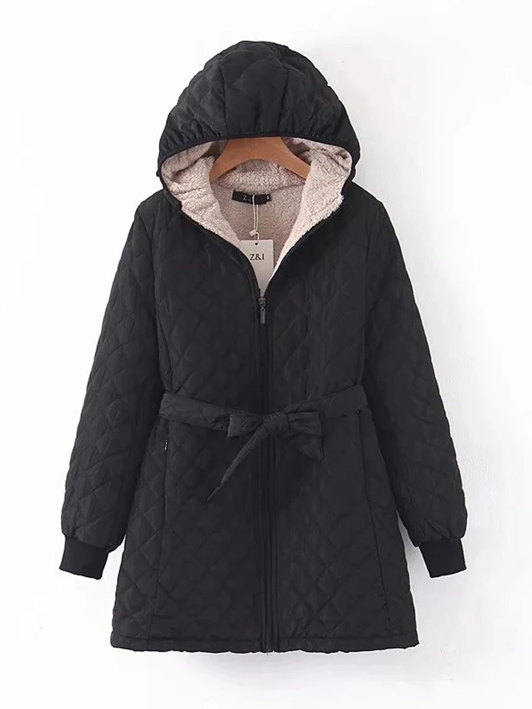Женское зимнее пальто новинка 2022 хлопковые парки с капюшоном длинная клетчатая