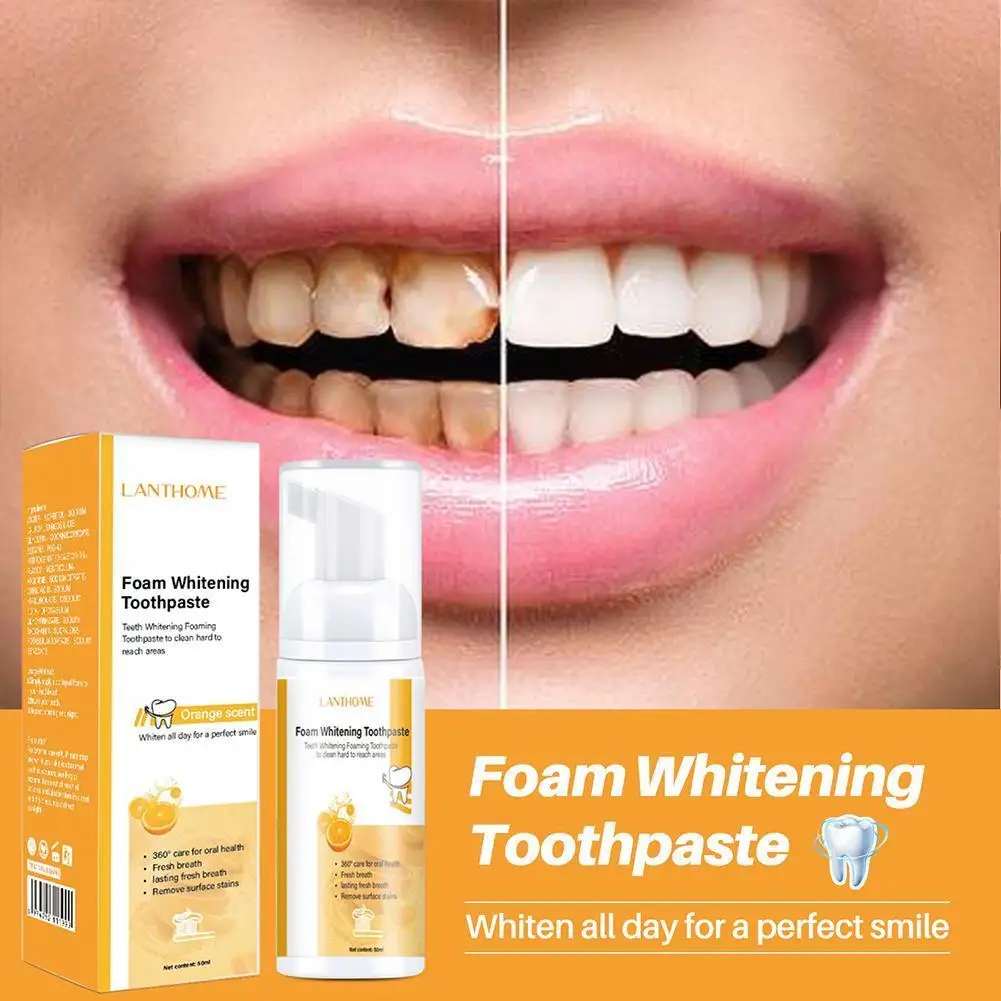 

Fruit Teeth Whitening Mousse Remove Teeth Stain HA5 Corrector Whitening Toothpaste Hyaluronic 50ml Color Fresh Breath Foam K0Y7