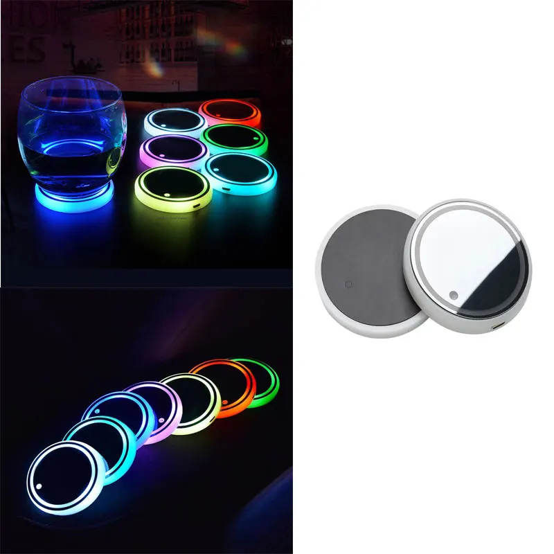 

Автомобильный мини-держатель для стакана, нижняя подставка, универсальная светодиодная подставка, обшивка, атмосферная лампа, цветное дыша...