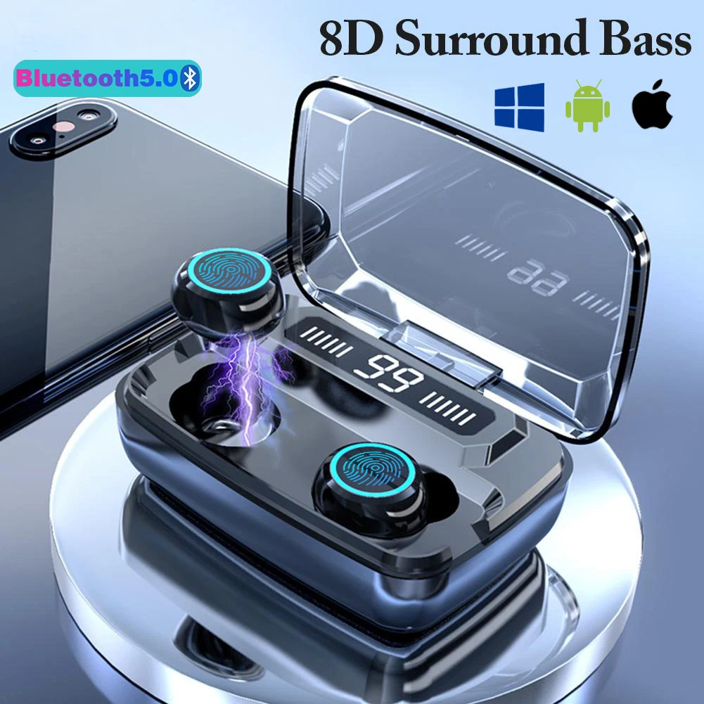 

M10 TWS Earphones Wireless Airbuds Headphones Bluetooth Earplus 3500 Charging Case Stereo Bass With Microphone Stereo Earbuds