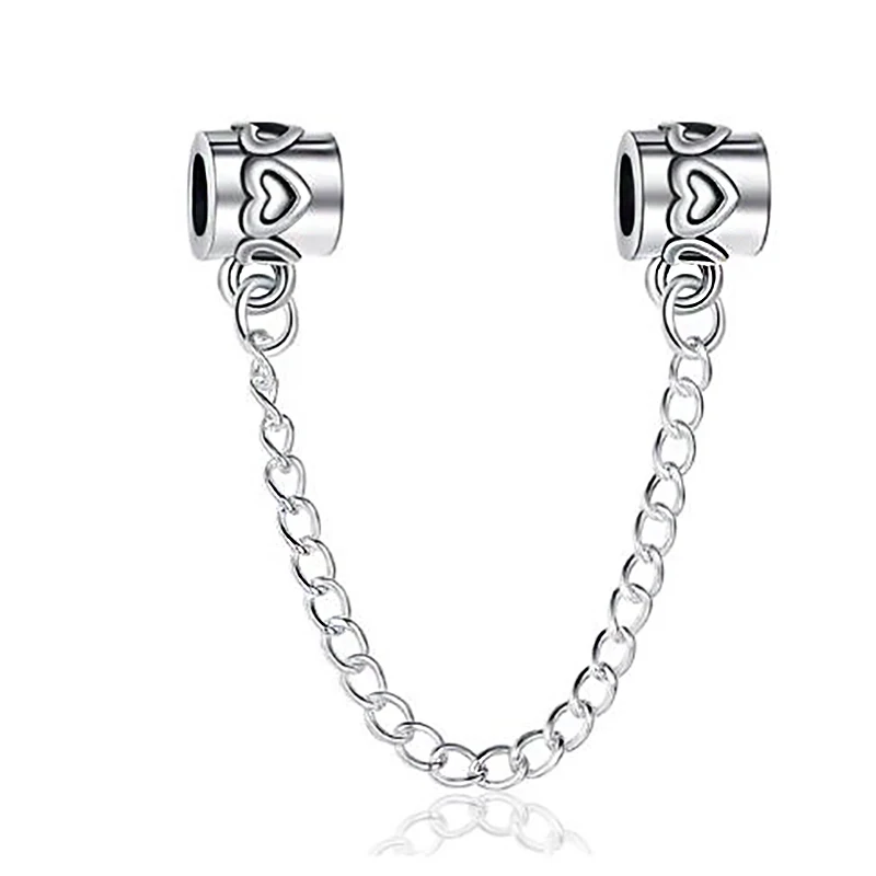 

Limited Edition Heart Safety Chain Charm 925 Sterling Silver Bead Fit Original Pandora Bracelet Women DIY Jewelry Gift