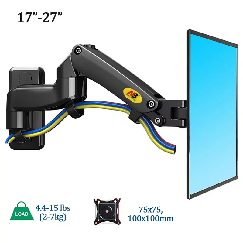 

NB F150 TV Monitor Wall Mount Bracket 360 Swivel 17-27" Monitor Holder Gas Spring Arm LED LCD TV Wall Mount Loading 2-7kgs