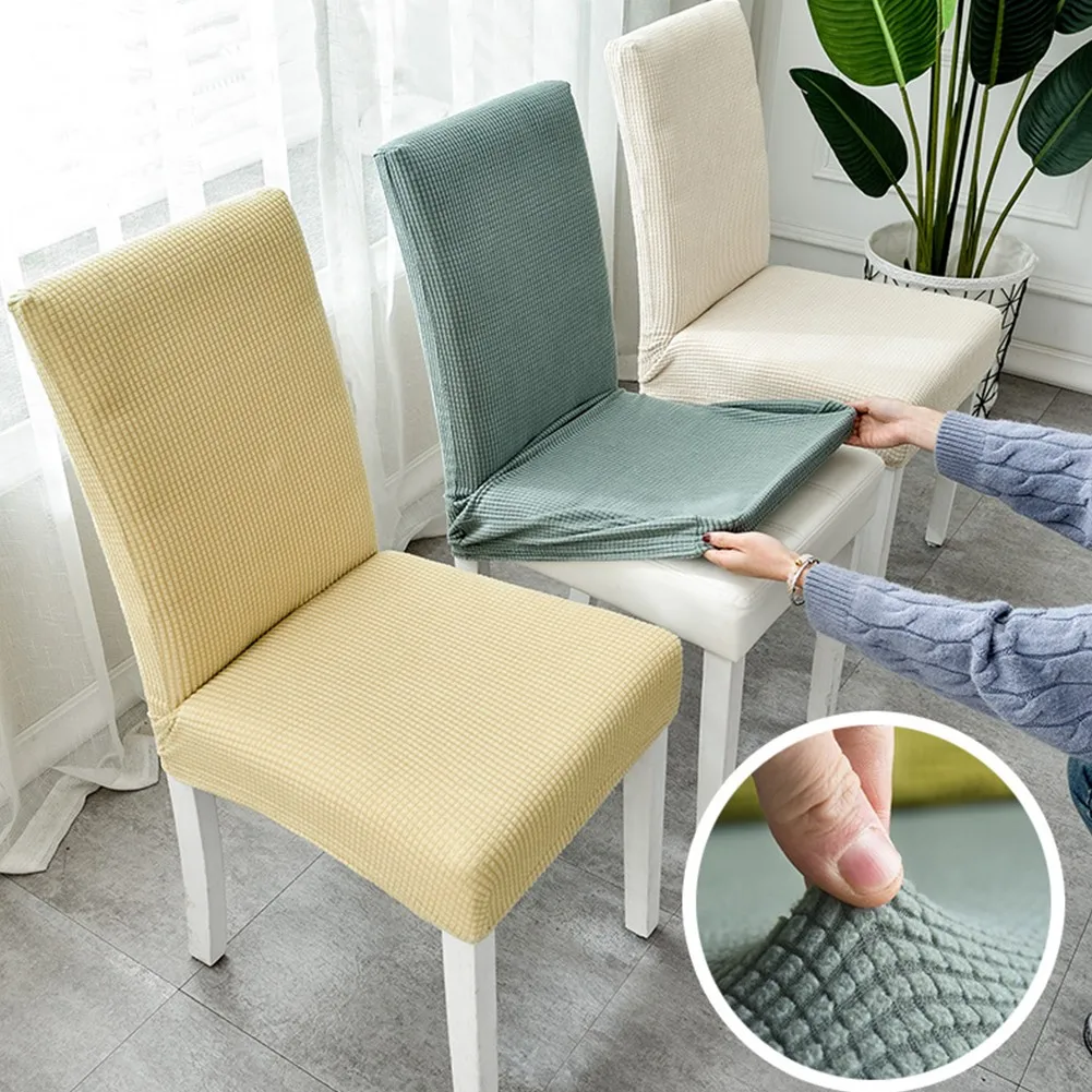 

1Pcs Spandex Jacquard Chair Seat Covers Thick Elastic Cushion Stool For Dining Wedding Room Office Banquet Chair Removable Cover