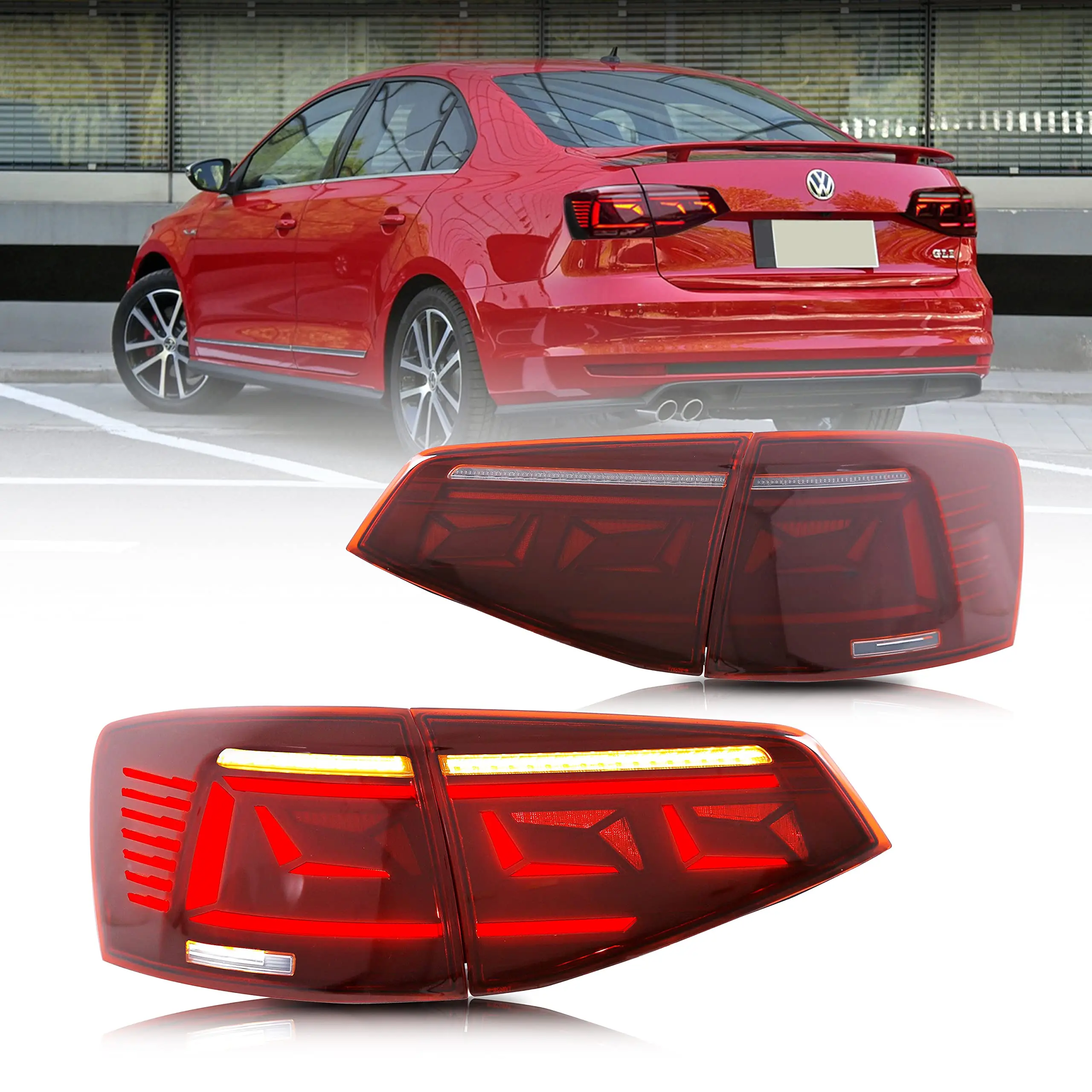 Светодиодные задние фонари для VW Volkswagen Jetta 2015 2016 2017 2018 последовательный индикатор