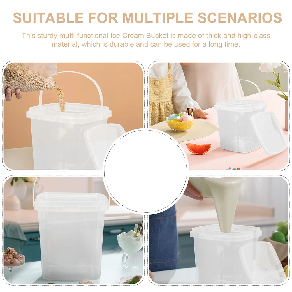

10pcs Square Ice Cream Containers Ice Cream Storage Buckets Mini Storage Basket with Cover
