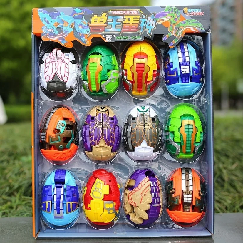 

12pc/box 11cm Anime Fidget Toys Big Dinosaur Eggs Deformation Robot Toys Automatic Transform Kids Educational Boys Chlidren Gift
