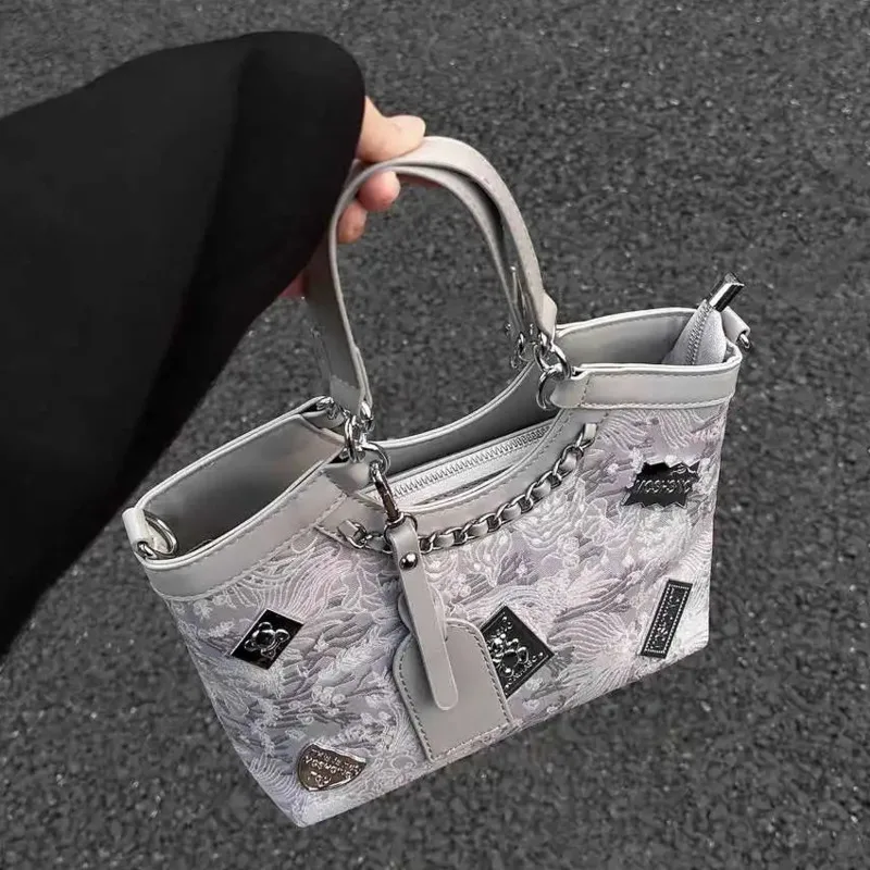 

Fashion New Vintage Crossbody Bag Woman Designer Handbag Tote Bag Embroidery Female Purse Pu Leather Y2k Wallet Large Capacity