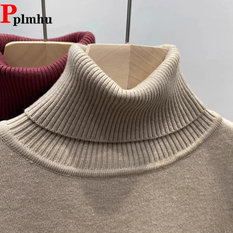 

Knit Pullover Turtleneck Sweater Women Winter Thick Plush Fleece Lined Warm Soft Knitwear Jumper Slim Sueter Top New Malhas Pull