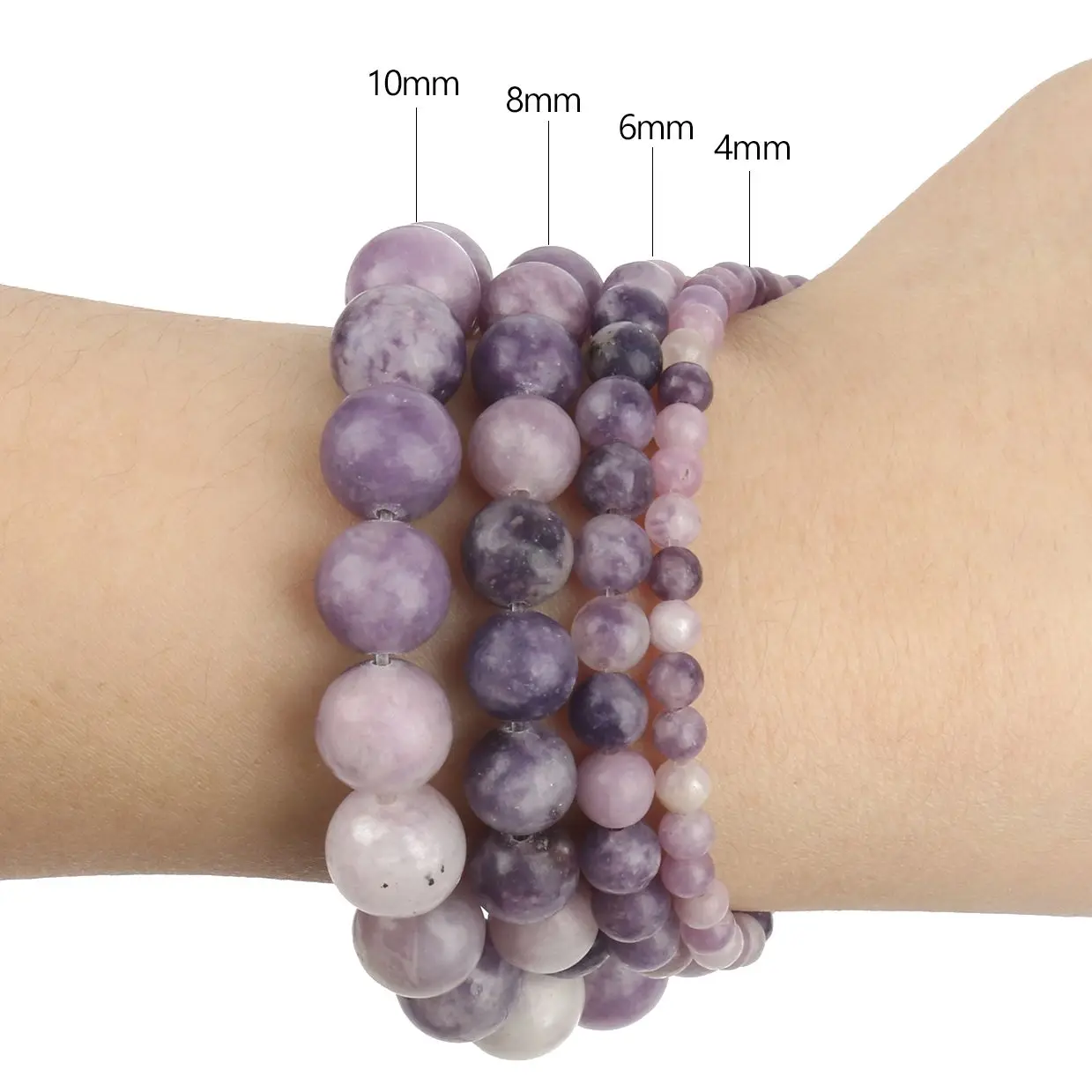 

Natural Lepidolite Stone Matte Purple Mica Round Loose Beads For Jewelry Making DIY Bracelet Necklace Handmade 4/6/8/10mm 15"