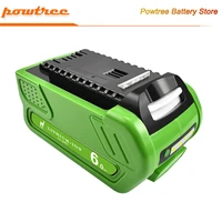 powtree 6000mah li ion rechargeable battery for greenworks 40v g max 200w gmax 29462 29472 22272 power tools batteries