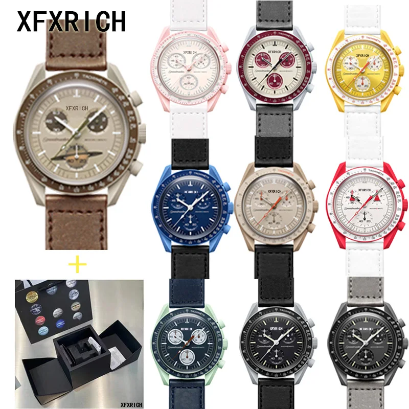 

Оригинальный бренд в оригинальной коробке часы Moon для мужчин многофункциональные пластиковые часы Чехол часы хронограф исследование планеты AAA часы