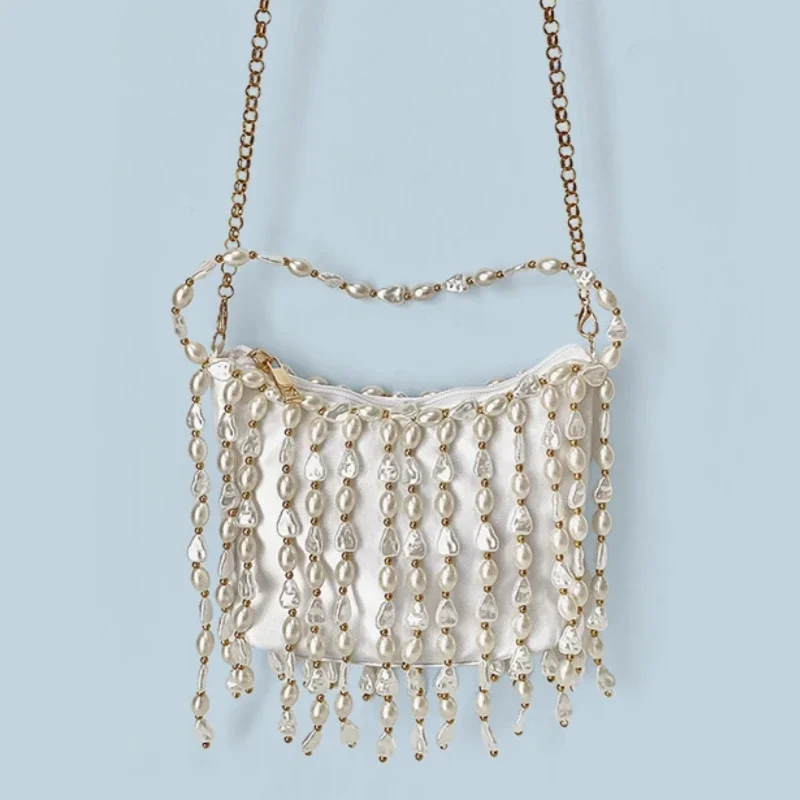 Женская вечерняя сумка ручной работы с жемчугом и бисером роскошный дизайн