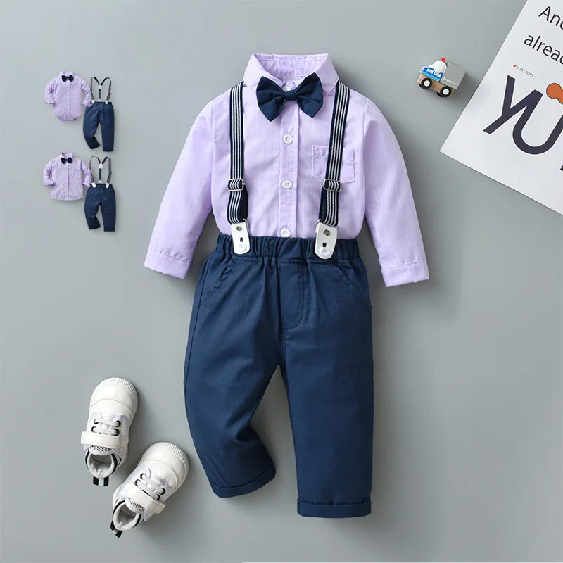 

Children's Clothing Wholesale One Piece Dropshipping Suspender Pants Two-Piece Suit Children's Clothes Spring and Autumn Long-Sl
