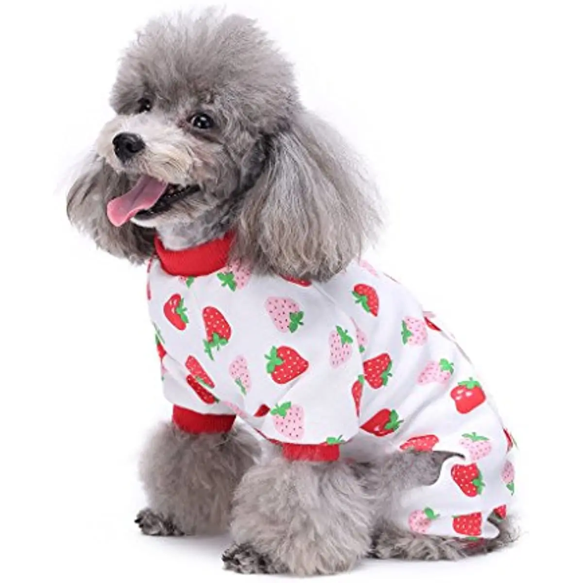 

Dog Costumes for Indoor Outdoor Strawberry Pattern Comfortable Puppy Pajamas Soft Dog Jumpsuit Shirt Best Gift 100% Cotton Coat