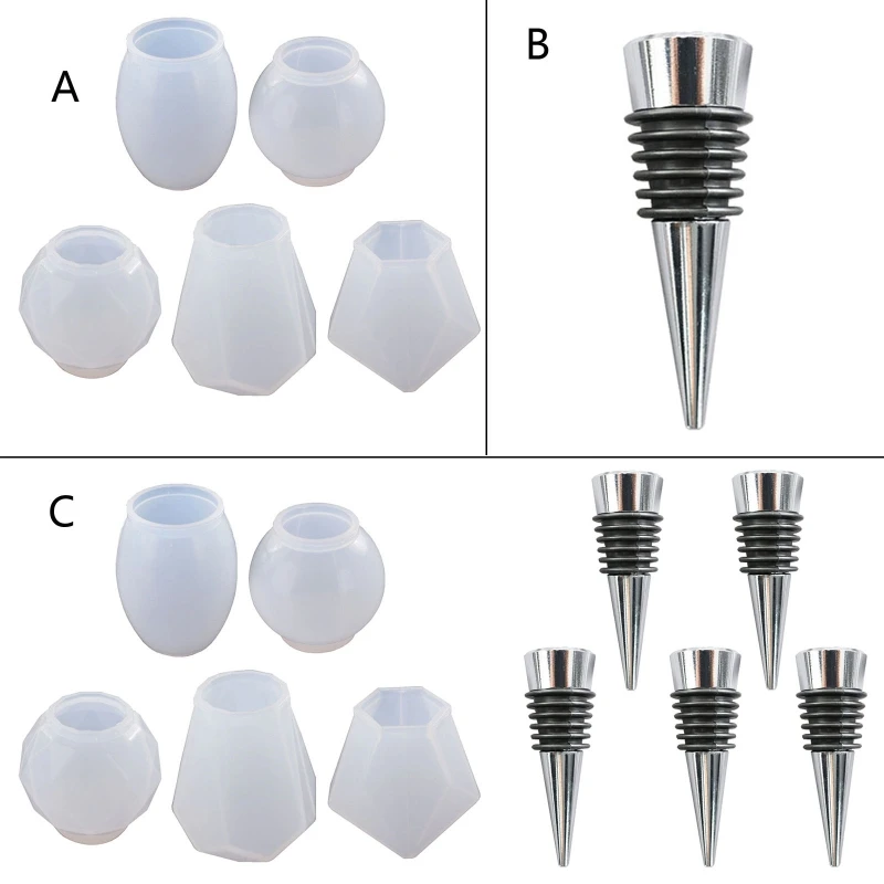 

5Pcs Resin Casting Molds Sphere-shape Mold Easy to De-mold Reusable for DIY Crafting Wine Stopper Soap Crystal Dropshipping