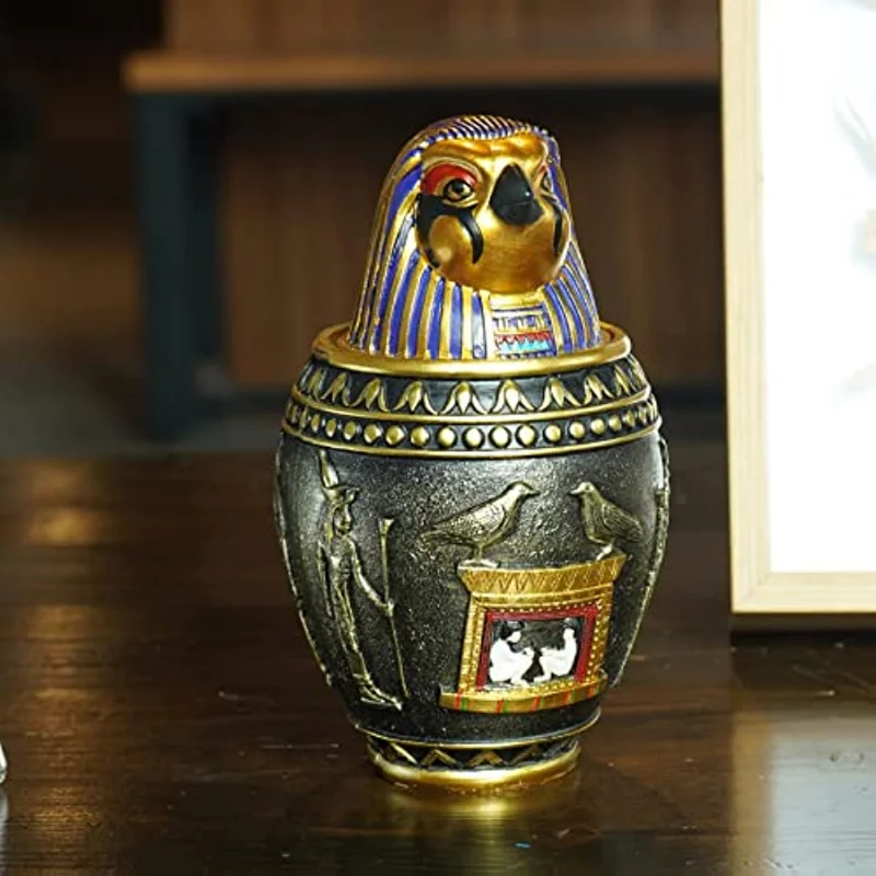 

Egypt God Qebshenuf Canopic Jar Egyptian Jar Statue, Multipurpose Storage Containers Egypt Decor