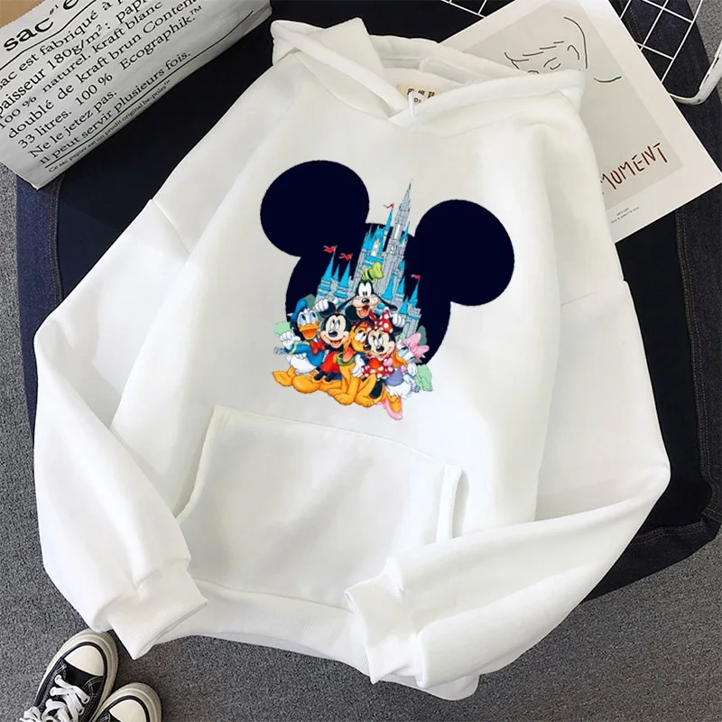 

Disney Couple Sweatshirts Cartoon Hoodie Warm Sweatshirt Top Fashion Men Print Casual Plus Size Women Hoodie Kawaii Anime cotton