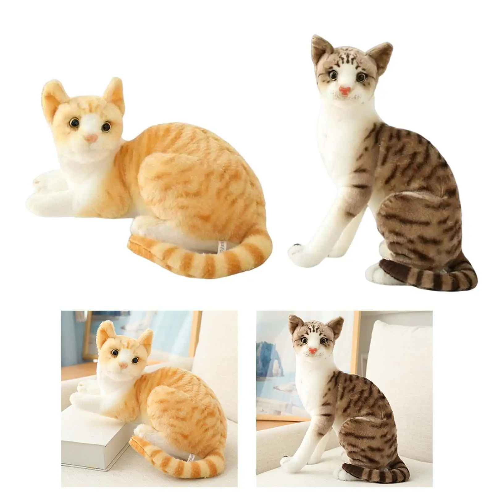 

2pcs Simulation Siamese Cats Animal Plush Padding Stuffed for Birthday Gift