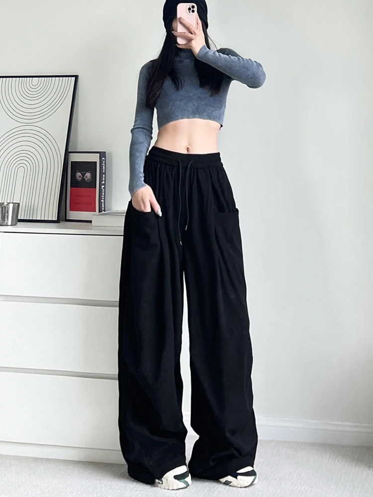 Plus Size Plus size Slimming Wide-Leg Pants Women 2024 Winter New Loose Meat Covering Casual Chubby Girl Lengthened Dra...