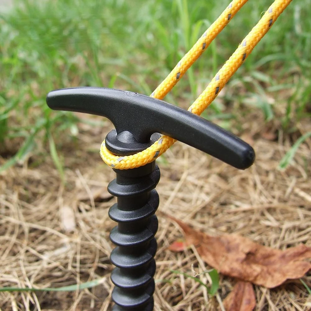 

MagiDeal 5Pcs Endurable Outdoor Ultralight Camping Tent Stakes Pegs Pins Plastic Nylon Screw Spiral Nails Awning Trip Kit Black