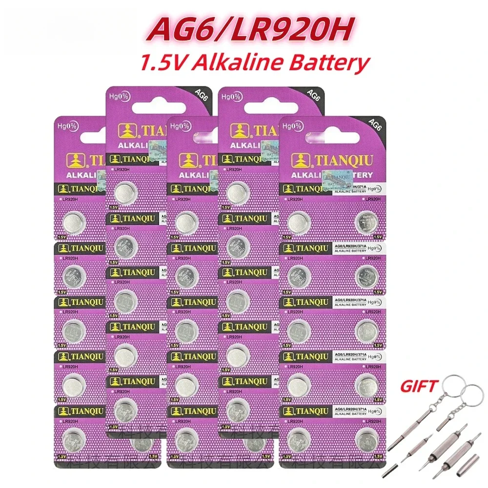 Фото Щелочная кнопочная батарейка AG6 1.55V 371 SR920SW для замены в часах, LR920 SR927 171 370 L921 LR69 №5