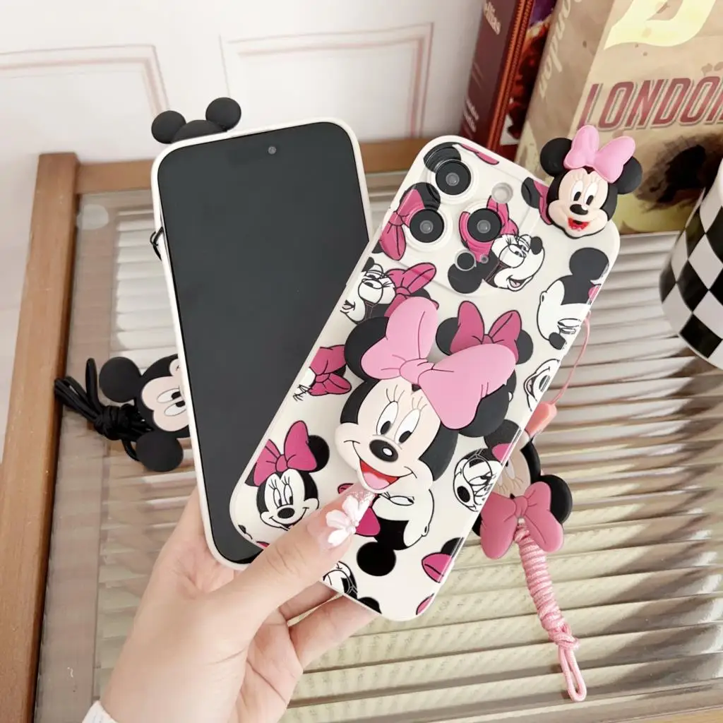 Для OPPO Reno 4F 4lite 5lite 5 7 4G 8 8T 10 PRo Minnie head чехол с веревкой-держателем