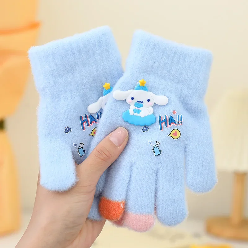 Sanrio Kawaii перчатки Kuromi My Melody морозостойкие зимние на пальцы плюшевый сенсорный