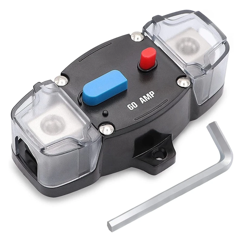 

12-48V DC Circuit Breaker With Manual Reset, 0-8 Gauge Trolling Car Stereo Audio Inline Fuse For Car Rv Marine