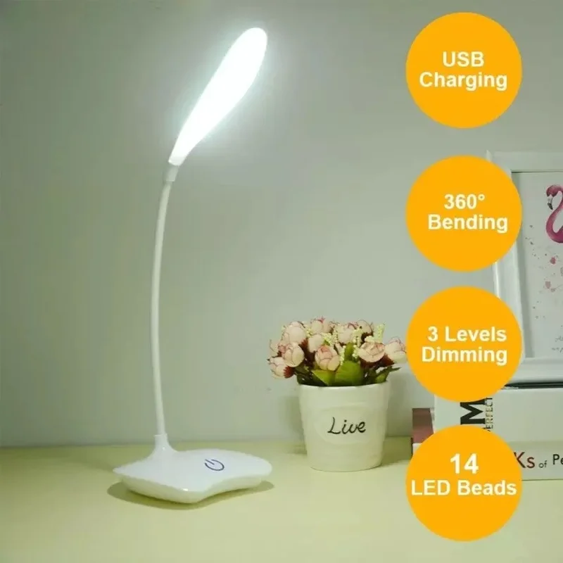 

Foldable LED Desk Lamp 3-level Dimming Hand Press USB Rechargeable Battery Highlight Desk Lamp Reading Study Bedroom Lamp