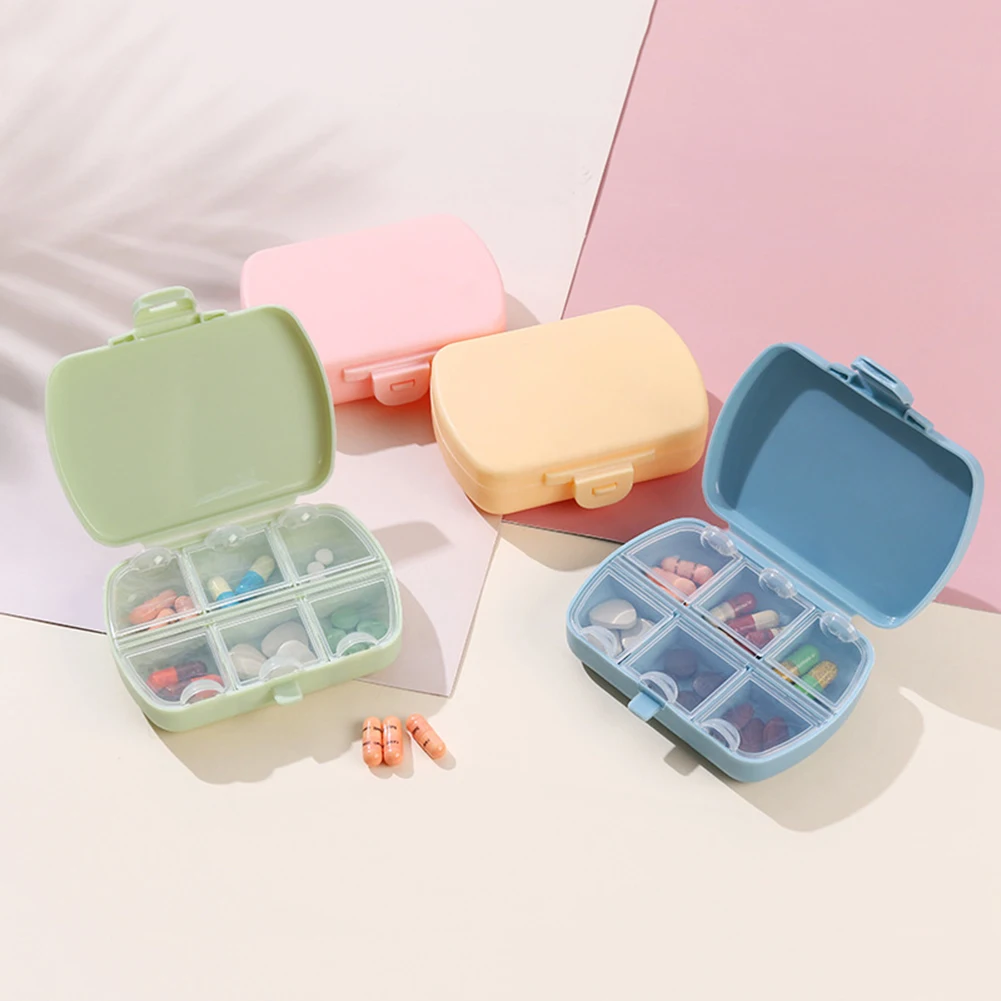 

6 Grids Organizer Container For Tablets Travel Pill Box With Seal Ring Sealed Storage Organizers Portable Medicines Case
