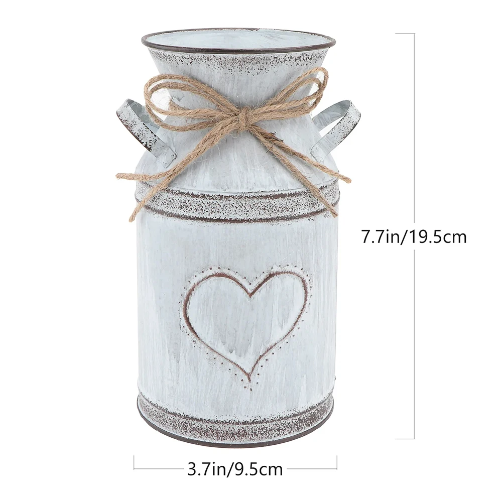 

Old Unique Farmhouse Vase Vintage Flower Arrangement Flowerpot Metal Rustic Classy Designed for Home Garden Office Decor