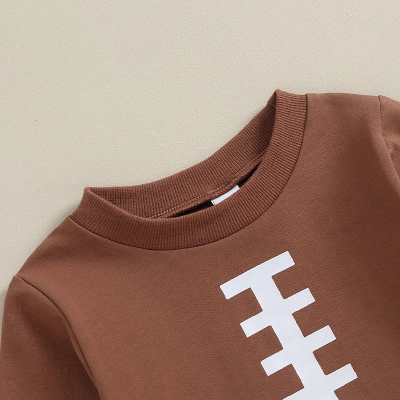 

Toddler Newborn Baby Boy Football Outfit Brown Long Sleeve Sweatshirt Pants 2Pcs Fall Winter Clothes