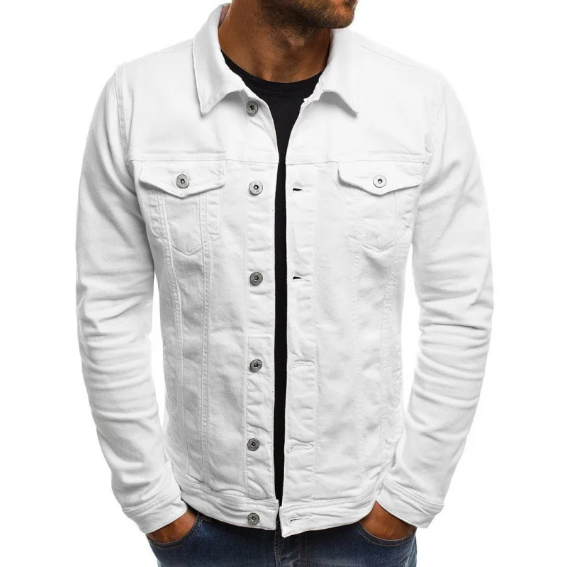

Men's Spring Autumn Clothing Large Size Denim Jacket Men Korean Slim Trend Solid Jacket Fashion Casual Top Jeans Coat Male E262