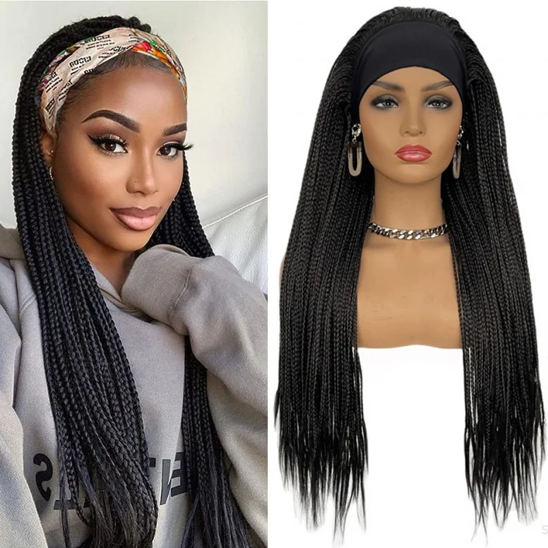 

Box Braided Headband Wigs for Black Women Synthetic Braided Wigs Twist Crochet Hair Cornrow Braid Wig Long Straight Headband Wig