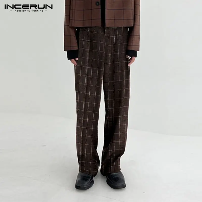 

Брюки мужские в клетку, на молнии, с карманами