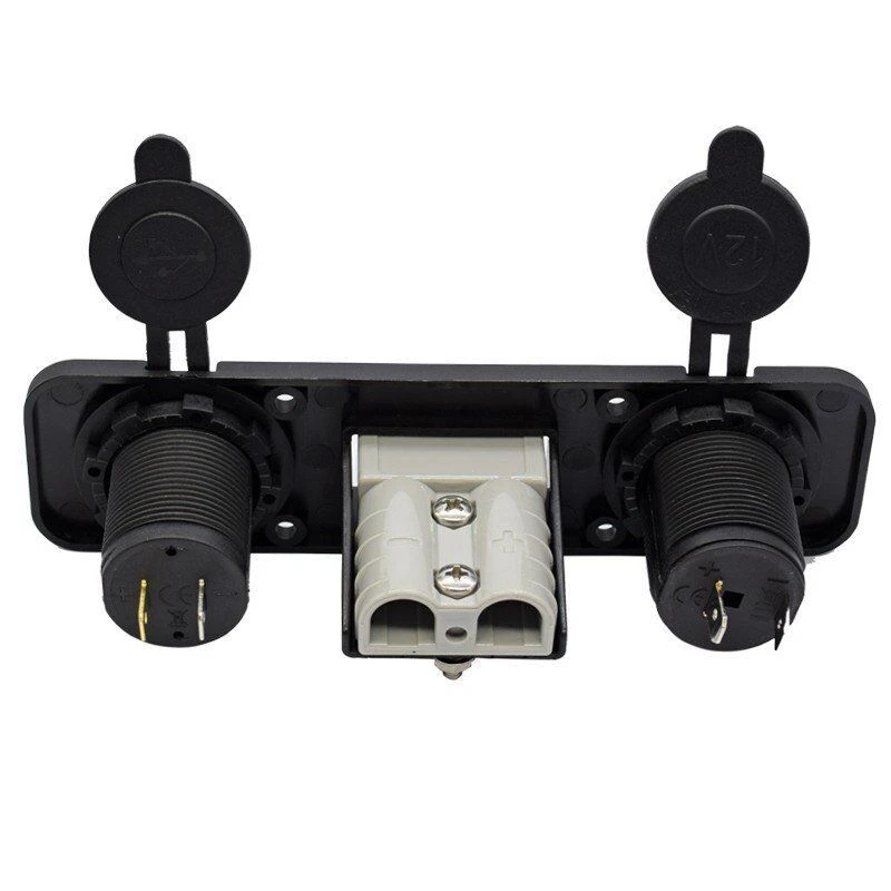 

Flush Mount For Anderson Plug Socket Double USB Charger Socket With Cigarette Lighter Panel For Caravan Camper Boat Truck RV
