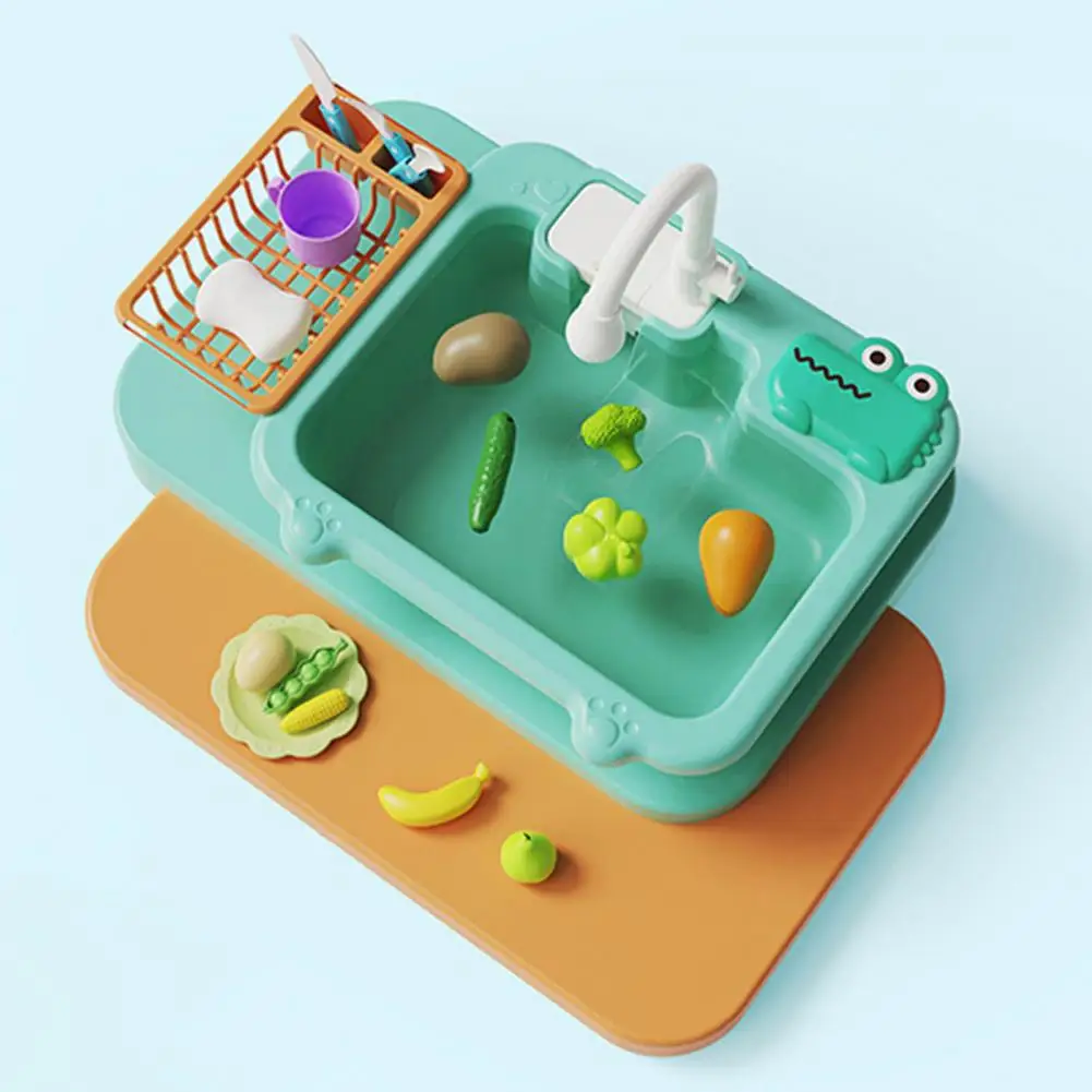 

Simulated Sink Toy for Kids Realistic Electric Dishwasher Toy Set with Water Circulation Swing Faucet for Kids for Kids