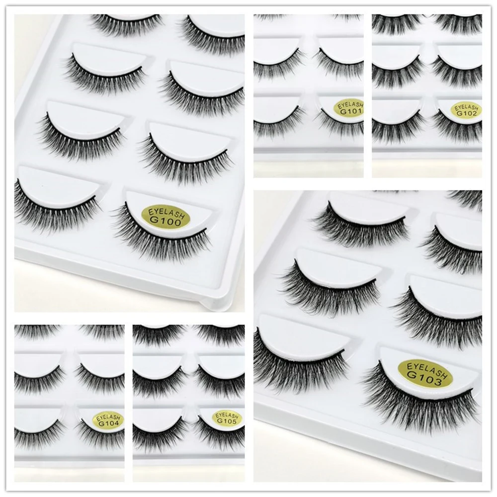 5 пар 3D импортные волоконные ресницы натуральные драматические Накладные