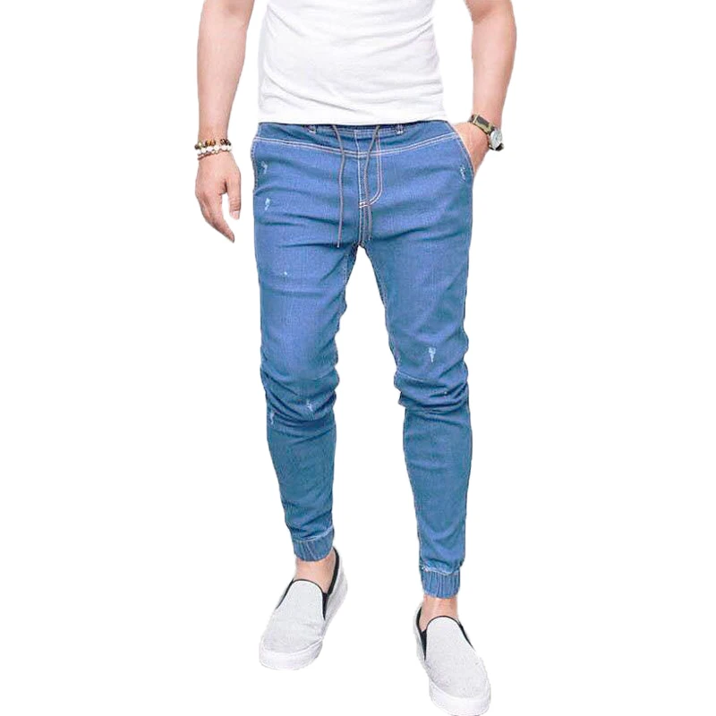

Skinny Jeans Men Pencil Pants Streetwear Blue Denim Pants Mens Clothing Casual Jeans Male
