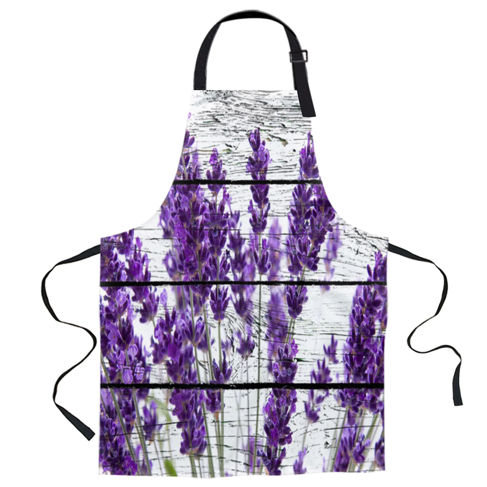 

Lavender Planks Purple Retro Design Adjustable Canvas Kitchen Coffee Apron Ladies Couple Cooking Dining