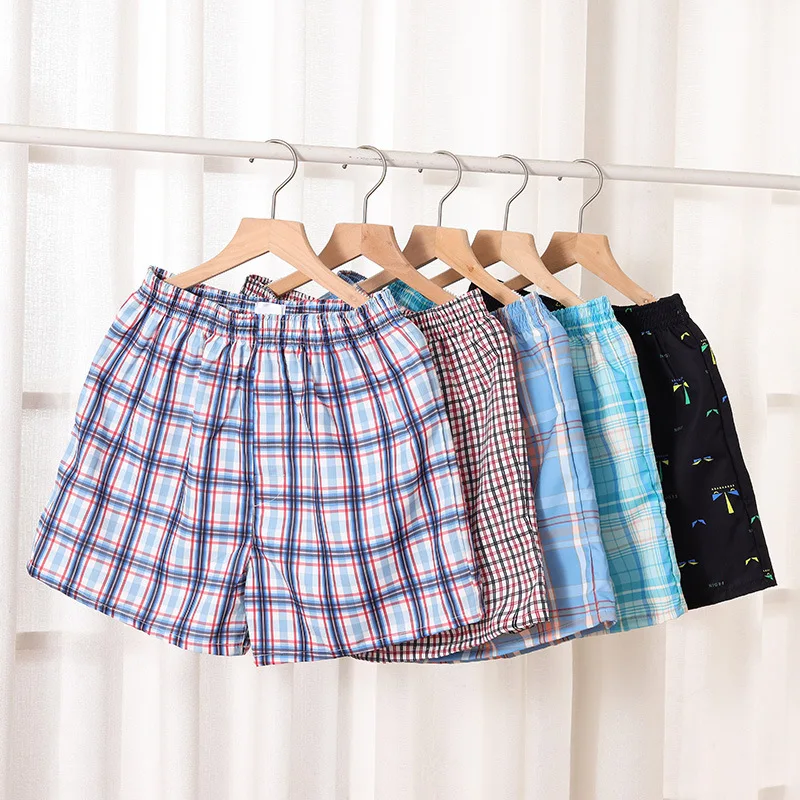 3pcs Arrow Pants Mens Boxers Men Loose Panties Plaid Wide Leg Boxer Shorts Homewear Breathable Underwear Quick-drying Underpants