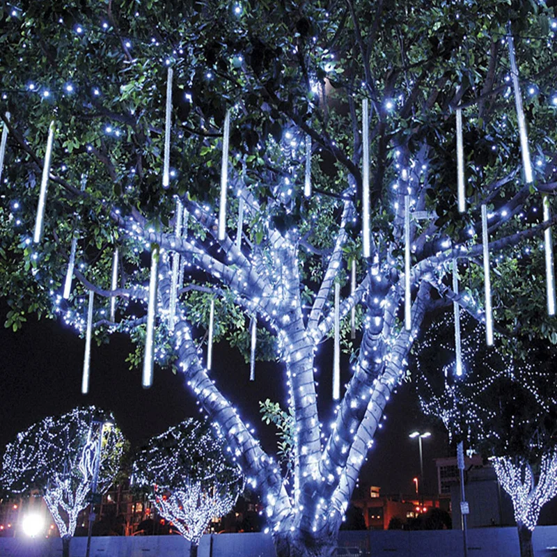 30/50CM Meteor Shower Rain LED String Lights 8 Tubes Outdoor Fairy Garland Festoon Light Christmas Tree Street Garden Decoration
