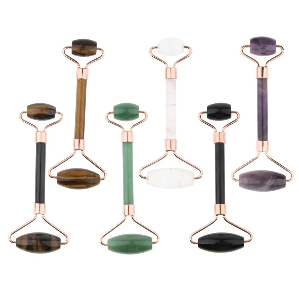 Натуральный нефритовый двойной массажер для лица с роликовым колесом