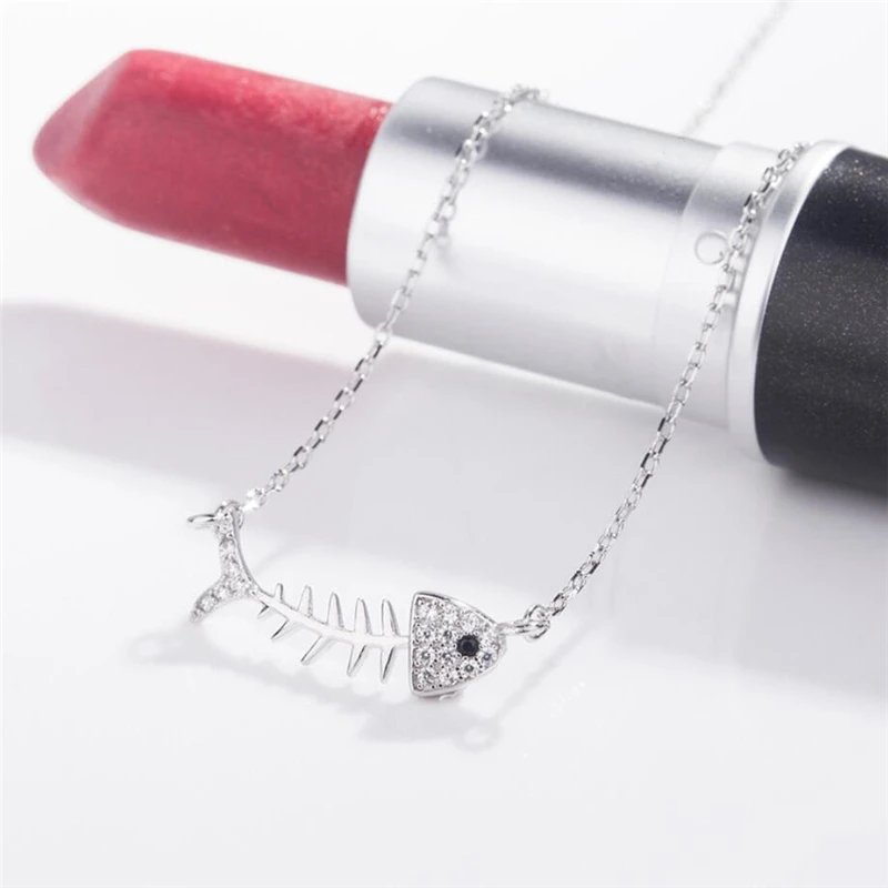 WYEAIIR 925 Стерлинговое Серебро креативный циркон блестящие Fishbone INS Изящные