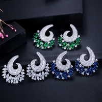 high quality luxury full zircon geometry drop earring for women trend performan party dress dailry exquisite dubai jewelry gift