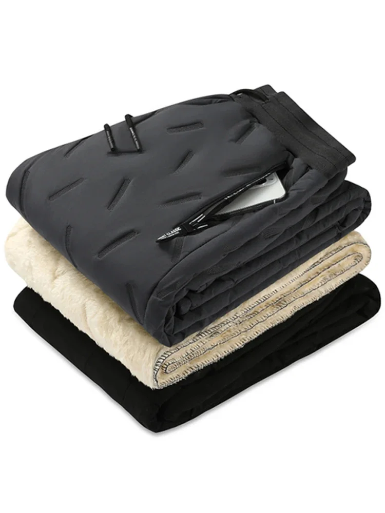 

Мужские Зимние флисовые теплые брюки на молнии с карманами